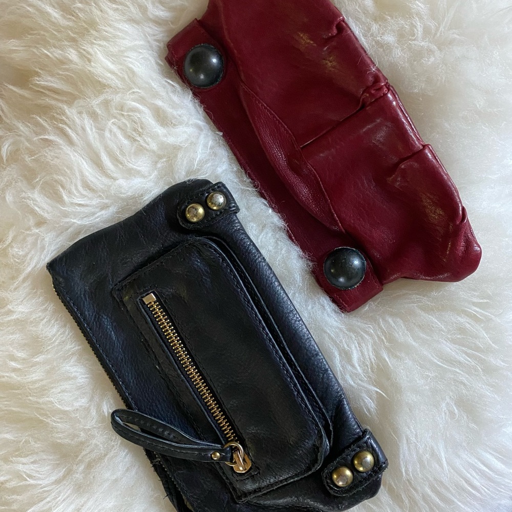 Both pieces sold together from same designer/maker Linea Pelle. Quality leather.